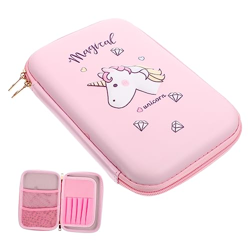 LOLIPPYY Studenten Federmäppchen mit Großem Volumen Niedliches Eva Mäppchen Rosa mit Goldenem Reißverschluss für Schulbedarf und Persönliche Gegenstände von LOLIPPYY