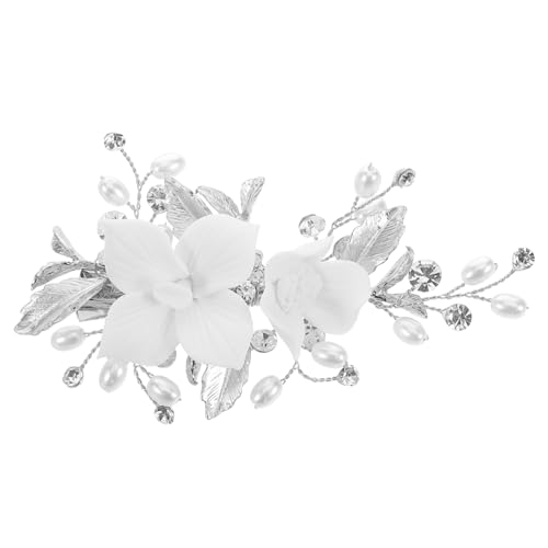 LOLIPPYY Blumen-haarclip Aus Keramik Für Bräute Elegantes Haaraccessoire Mit Alligator-clip Für Hochzeiten Und Fotoshootings Blumiges Design Sicherer Halt Silberne Farbe von LOLIPPYY