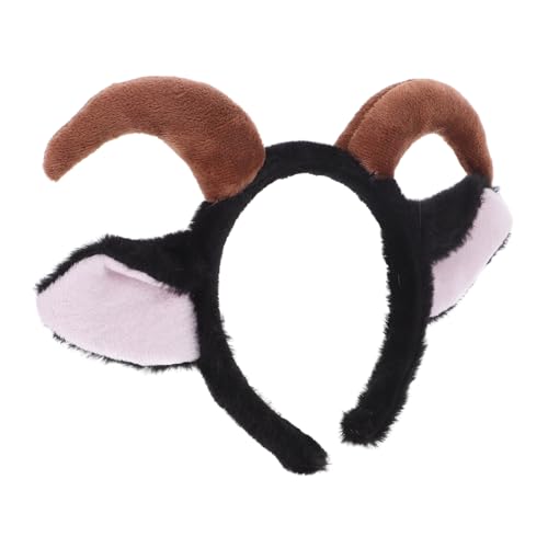LOLIPPYY Süßes Schafohr Stirnband für Kinder und Erwachsene Plüsch Ziegenkopfbedeckung Elastisches Lammhaarband Komfortable Haarschmuck für Bauernhoftierkostüme und Urlaubsdekoration von LOLIPPYY