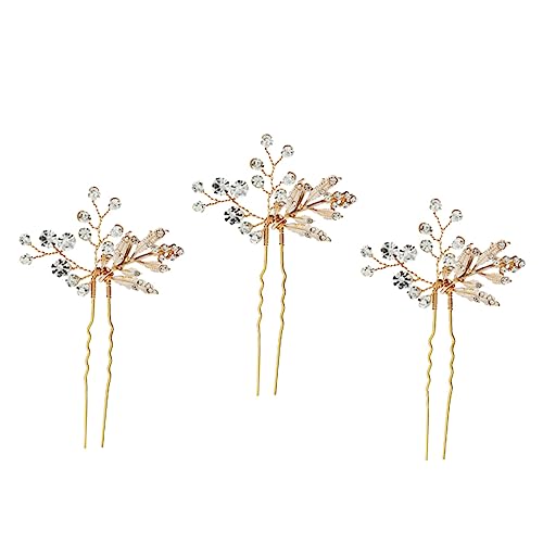 LOLIPPYY Teiliges Set Braut Haarnadeln aus Legierung mit Strassbesatz Handgefertigter Goldfarbener Haarschmuck für Hochzeit Geeignet für Frauen Mädchen und Bräute von LOLIPPYY