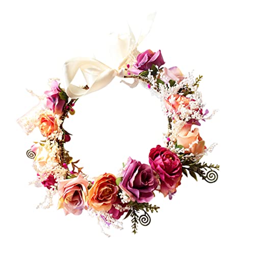 LOLIPPYY Verstellbarer Blumenkranz Haarreif Braut Haarschmuck Damen Hochzeit Kopfschmuck Party Festliches Haarband mit Zartem Blumendekor für Brautjungfern und Feierlichkeiten von LOLIPPYY