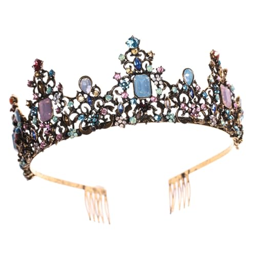 LOLIPPYY Vintage Barock Krone Haarschmuck Hochzeit Tiara Strass Braut Diadem Stirnband Retro Prinzessin Zubehör für Party und Besondere Anlässe von LOLIPPYY