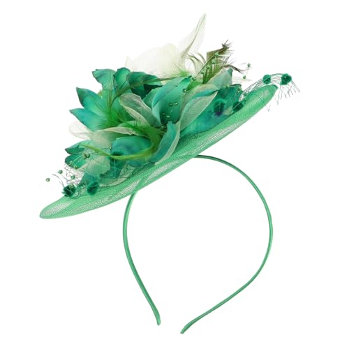 LOLIPPYY Vintage Fascinator Brauthut Grün mit Mesh und Leichter Haarschmuck für Hochzeit Cocktailparty Sicherer Eleganter Kopfschmuck für Braut und Festlichkeiten von LOLIPPYY