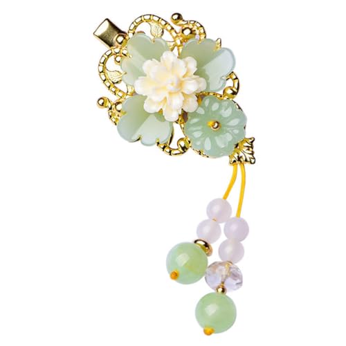 LOLIPPYY Vintage Glasblumen Haarklammer mit Quaste Chinesischer Haarschmuck für Frauen Langlebige Haarspange Geeignet für Hochzeiten Partys und Besondere Anlässe von LOLIPPYY