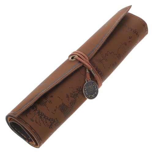 LOLIPPYY Vintage Rollmäppchen aus Retro Canvas mit Lederoptik Großes Federmäppchen zum Aufrollen Strapazierfähige Stifterolle für Schule Büro und Reisen Vielseitige Aufbewahrungstasche für von LOLIPPYY