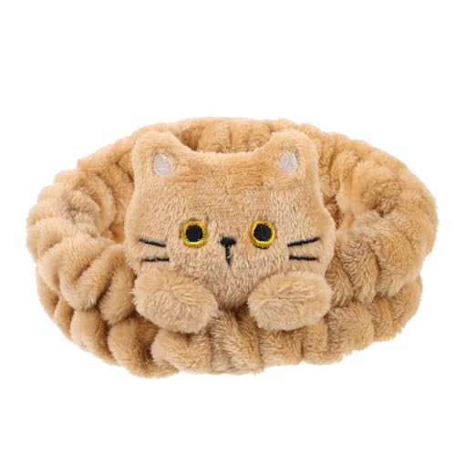LOLIPPYY Weiches Fleece Spa Stirnband mit Katzenohren Sanftes Make Up Haarband für Damen Rutschfestes Gesichtswasch Stirnband Vielseitig für Hautpflege und Yoga Geeignet Hellbeige von LOLIPPYY