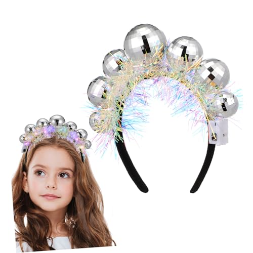 LOLIPPYY Weihnachtliches Disco Stirnband aus Elastischem Kunststoff mit Bunten Vintage Discokugeln Verstellbar für Damen und Mädchen für Weihnachtsfeiern Geburtstage und Faschingskostüme von LOLIPPYY