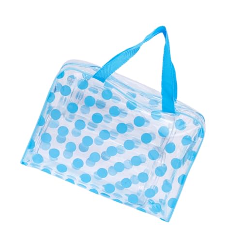 LOLIPPYY wasserdichte Transparente PVC Kosmetiktasche mit Stippled Design Multifunktionale Reise Aufbewahrungstasche für Damen und Mädchen Leichter Kulturbeutel in Himmelblau Leicht zu von LOLIPPYY