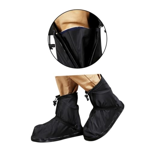 LOLIPPYY wasserdichte rutschfeste Erwachsene Überschuhe mit Schnappverschluss Dicke Verschleißfeste Schuhüberzieher für Outdoor Regenschutz Schwarz Schmutzabweisend und Flexibel von LOLIPPYY
