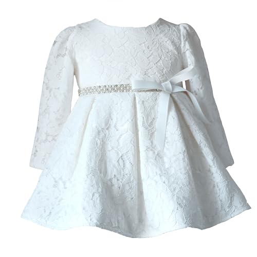 LOLIWE Festkleid Taufkleid Mädchenkleid Spitze Langarm M20 (DE/NL/SE/PL, Numerisch, 92, Regular) von LOLIWE