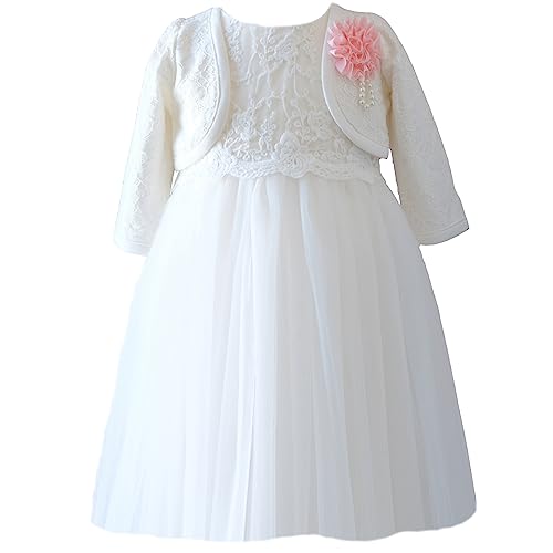LOLIWE Taufkleid Festkleid Bolero Baby Mädchen Kleid Blumenmädchenkleid (DE 62) von LOLIWE