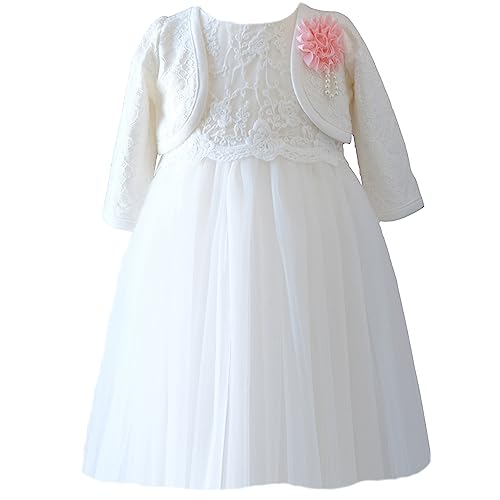 LOLIWE Taufkleid Festkleid Bolero Baby Mädchen Kleid Blumenmädchenkleid (DE 92) von LOLIWE