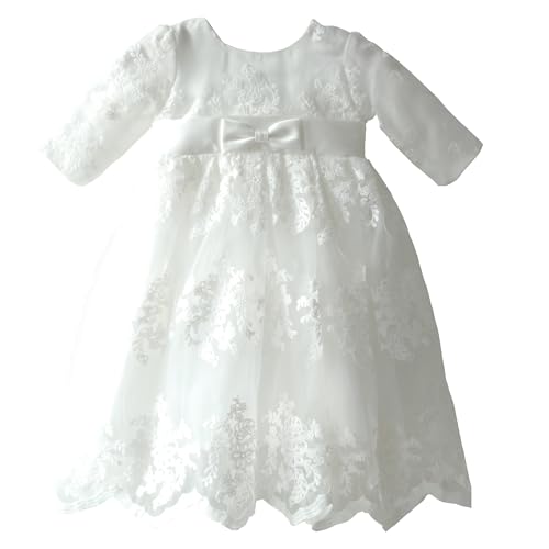 LOLIWE Taufkleid Festkleid Spitze Mädchen Kleid Blumenmädchenkleid M22 (DE/NL/SE/PL, Numerisch, 68) von LOLIWE