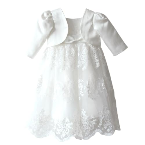 LOLIWE Taufkleid Satinbolero Baby Mädchen Kleid Blumenmädchenkleid M22 (DE/NL/SE/PL, Numerisch, 68) von LOLIWE
