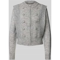 LOLLYS LAUNDRY Strickjacke mit Reißverschluss Modell 'Novia' in Hellgrau Melange, Größe XS von LOLLYS LAUNDRY