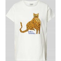 LOLLYS LAUNDRY T-Shirt mit Label-Print Modell 'Roma' in Weiss, Größe XL von LOLLYS LAUNDRY