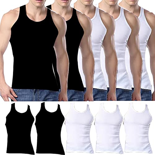 Herren-Tank-Tops, Multipack, Baumwolle, Unterhemd, ärmellos, einfarbig, Unterwäsche, 3 Stück weiß, 2 Stück schwarz, XL von LOLPIP