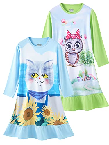 LOLPIP Mädchen Nachtkleid Einhorn Nachthemd Langarm Pyjama Nachthemd Kleid für Kinder Nachtwäsche für Mädchen Nachthemd 5-6 Jahre von LOLPIP