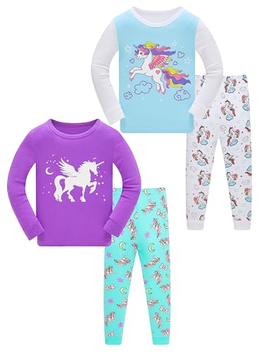 LOLPIP Mädchen Pyjamas Kinder Kleidung 100% Baumwolle Nachtwäsche Set Einhorn Nachtwäsche Langarm 3 Jahre von LOLPIP