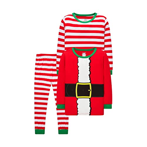 LOLPIP Weihnachten Mädchen Pyjamas Jungen Nachtwäsche 100% Baumwolle Schlafanzug für Kinder Schlafkleidung Langarm 3 Stück Set 4-5 Jahre Weihnachtsmann von LOLPIP