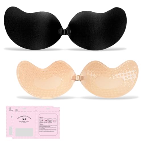 LOMSUXA 2 Stück Klebe Trägerloser Unsichtbarer Silikon BH Rückenfrei Abdeckungen für Abendkleid Brautkleid rückenfreie Kleidung Wiederverwendbare(Undurchsichtige Verpackung) von LOMSUXA