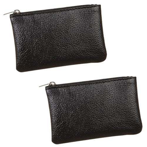 LOMSUXA 2 Stück Schlüsseltasche Schwarz Damen und Herren Auto-Schlüsseletui Leder Schlüsselmäppchen Klein Soft Leder Kunstleder PU von LOMSUXA