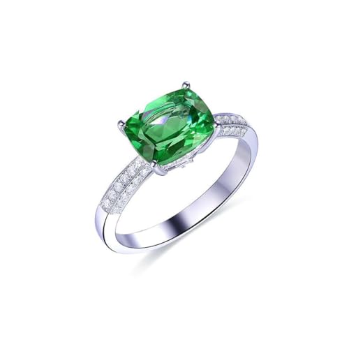 LONAGO 1.5CT Smaragd Ring für Muttertag 925 Sterling Silber 6mm * 8mm Kissen Schnitt Grün Smaragd Mai Geburtsstein Ring für Frauen (4) von LONAGO