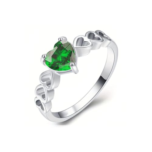 LONAGO 1CT Smaragd Ring für Verlobung 925 Sterling Silber 6.5mm Herz Geschnitten Mai Geburtsstein Grüner Smaragd Versprechen Ring für Hochzeitstag (10) von LONAGO