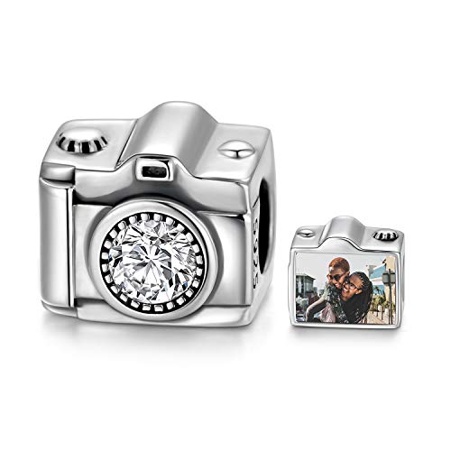 LONAGO 925 Sterling Silber Personalisierte Foto Charm Fit Armband Halskette Maßgeschneiderte Herzform Bild Perle (Zimmer) von LONAGO