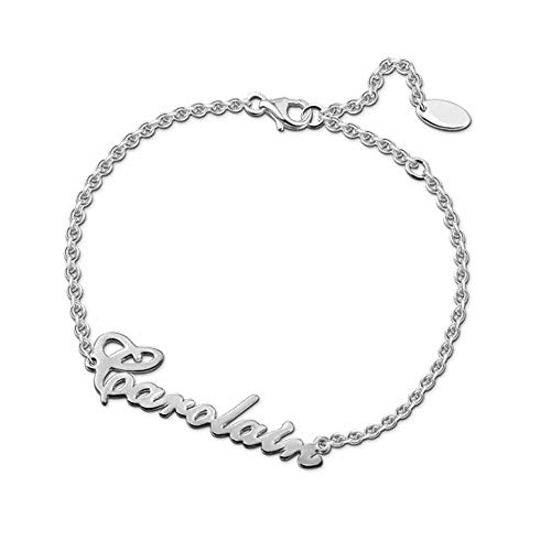 LONAGO 925 Sterling Silber Personalisierte Name Armband Benutzerdefinierte Name Nachricht Armband Schmuck für Frauen (White Gold) von LONAGO