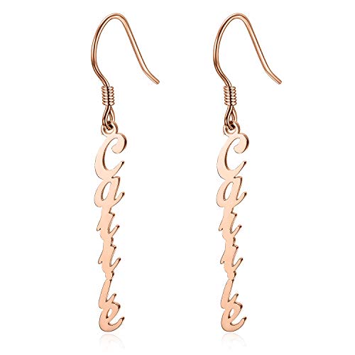 LONAGO 925 Sterling Silber Personalisierte Namen Ohrringe Benutzerdefinierte Beliebige Namen Ohrringe Schmuck für Frauen (rose-gold-plated-silver 1) von LONAGO