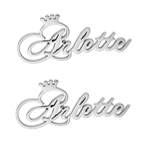 LONAGO 925 Sterling Silber Personalisierte Namen Ohrringe Krone Geformt Benutzerdefinierte Jeder Name Ohrringe Schmuck für Frauen Geschenk (copper-white) von LONAGO