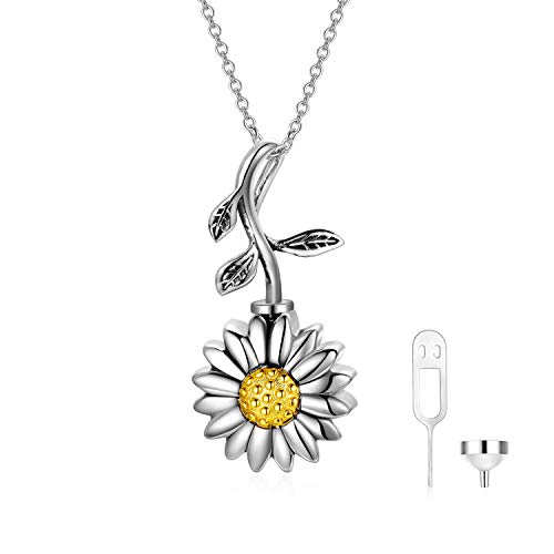 LONAGO 925 Sterling Silber Sonnenblumen Urne Halskette Du Bist Mein Sonnenschein Memorial Asche Anhänger Halskette Schmuck von LONAGO