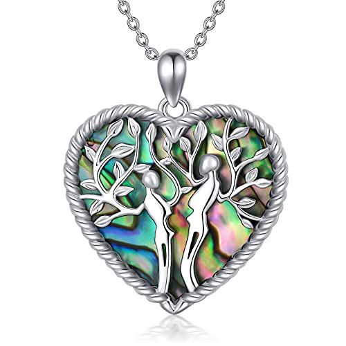 LONAGO 925er Sterling Silber Baum des Lebens Halskette Abalone Muschel Stammbaum Anhänger Halskette Schmuck von LONAGO