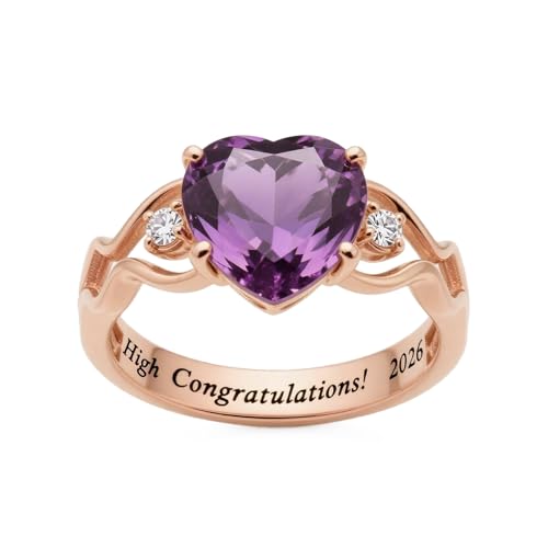 LONAGO Die Rotgoldringe für Frauen sind aus 9 K/14 K/18 Karat Gold oder 925er Silber, besetzt mit Zirkonia, und können mit dem Jahr oder anderen Segen auf der Innenseite des Rings graviert werden. von LONAGO