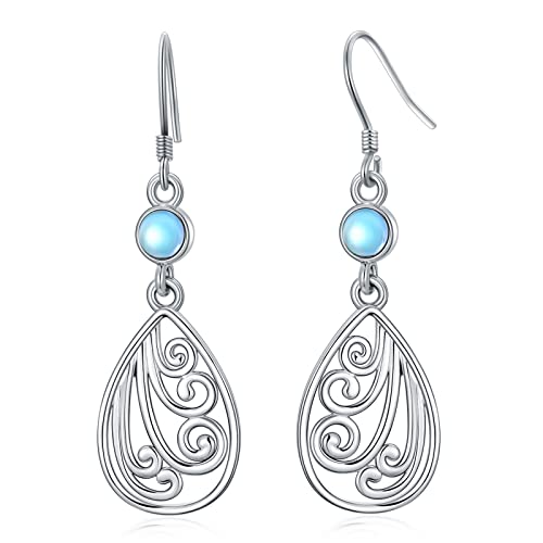 LONAGO Filigrane Ohrringe 925 Sterling Silber Simulierter Mondstein mit Filigranen Tropfen Ohrringe Schmuck für Damen LONAGO Filigrane Ohrringe 925 Sterling Silber Simulierter Mondstein mit Filigranen Tropfen Ohrringe Schmuck für Damen von LONAGO