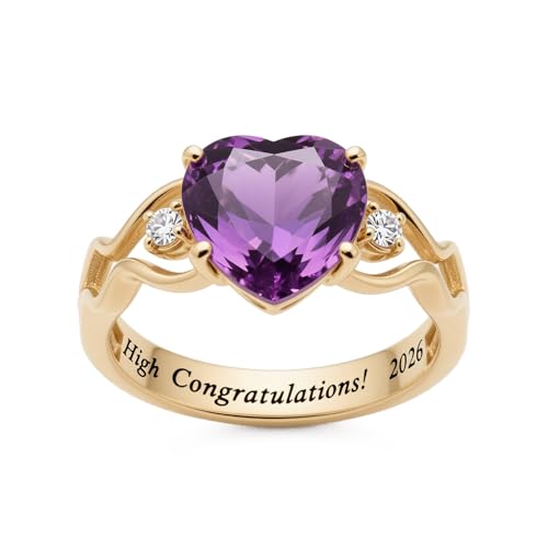 LONAGO Goldringe für Frauen sind aus 9 K/14 K/18 Karat Gold oder 925er Silber, besetzt mit Zirkonia, und können mit dem Jahr oder anderen Segen auf der Innenseite des Rings graviert werden. von LONAGO