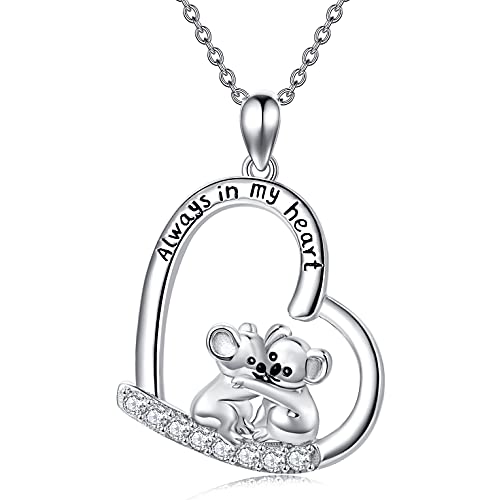 LONAGO Koala Halskette 925 Sterling Silber Immer in Meinem Herzen Freundschaft Koala Bär Anhänger Halskette Schmuck für Frauen von LONAGO