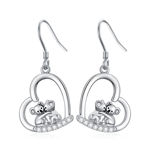 LONAGO Koala Ohrringe 925 Sterling Silber Süße Zwei Koalas Baumeln Ohrringe Schmuck für Frauen von LONAGO