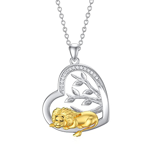 LONAGO Löwe Halskette 925 Sterling Silber Netter Löwe mit Anhänger Halskette Schmuck für Frauen von LONAGO