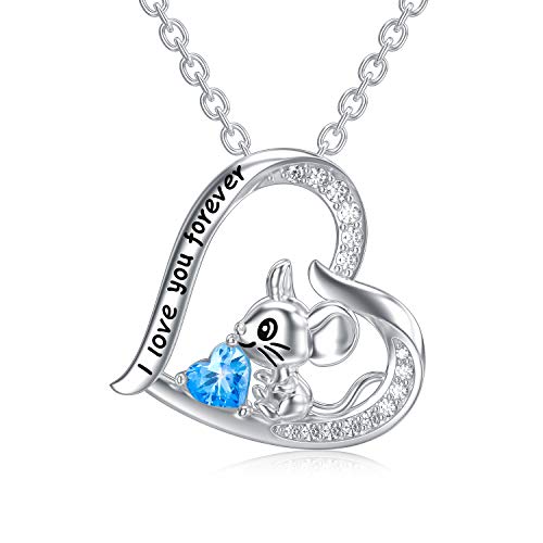 LONAGO Maus Halskette 925 Sterling Silber Ich Liebe Dich für Immer Niedliche Maus Anhänger Halskette Schmuck für Frauen von LONAGO