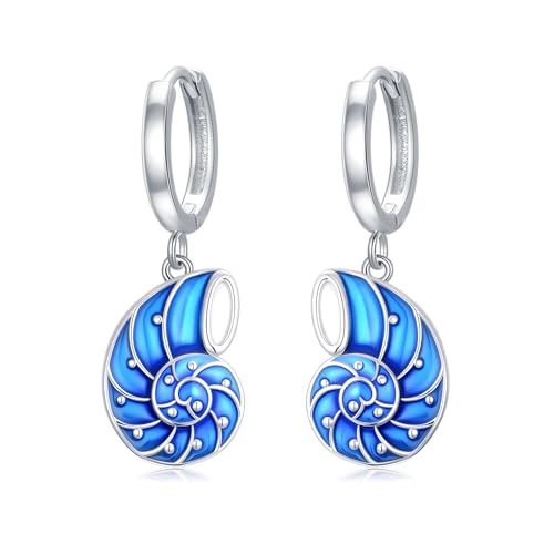 LONAGO Muschel Ohrringe für Damen 925er Sterlingsilber Ozean Blau Muschel Tropfen Ohrringe von LONAGO