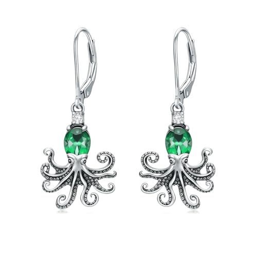 LONAGO Oktopus Ohrringe für Damen 925er Sterlingsilber Ozean Motiv Oktopus Ohrhänger (Mai) von LONAGO