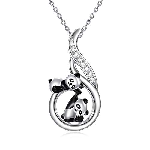 LONAGO Panda Halskette 925 Sterling Silber Niedlicher Tieranhänger Panda Bär Halskette Schmuck Geschenke für Frauen… von LONAGO