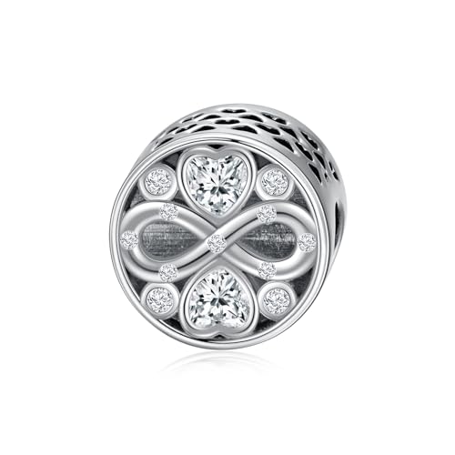 LONAGO Personalisierte Foto Charm Fit Charm Armband 925 Sterling Silber Herz Infinity Benutzerdefinierte Bild Bead Charm (April) von LONAGO
