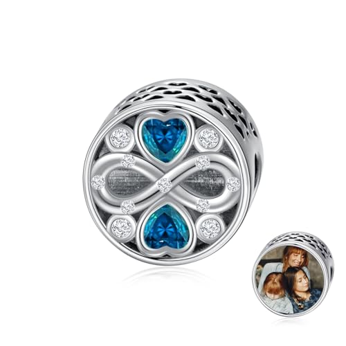 LONAGO Personalisierte Foto Charm Fit Charm Armband 925 Sterling Silber Herz Infinity Benutzerdefinierte Bild Bead Charm (Dezember) von LONAGO
