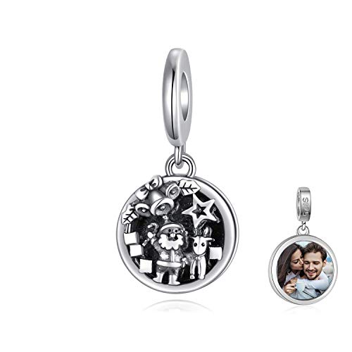 LONAGO Personalisierte Foto Charm Fit Charm Armband 925 Sterling Silber Benutzerdefinierte Bild Baumeln Charme für Weihnachten von LONAGO