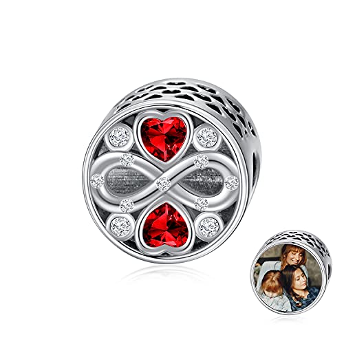 LONAGO Personalisierte Foto Charm Fit Charm Armband 925 Sterling Silber Herz Infinity Benutzerdefinierte Bild Bead Charm (Januar) von LONAGO