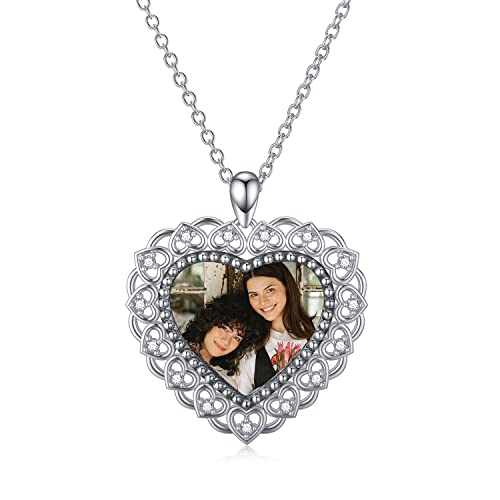 LONAGO Personalisierte Foto Halskette 925 Sterling Silber Herz Geformt Benutzerdefinierte Bild Anhänger Halskette Schmuck für Frauen von LONAGO