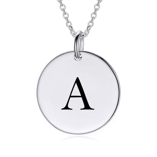 LONAGO Personalisierte Initialen A Halskette für Frauen 925er Sterling Silber Eingravierter A-Z Buchstabe Anhänger Halskette für Muttertagsgeschenke von LONAGO
